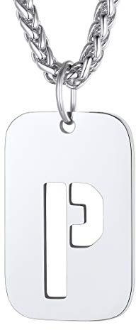 FindChic personalisierter Militärische Erkennungsmarke Alphabet P Anhänger Herren Kettenanhänger für Herren männer