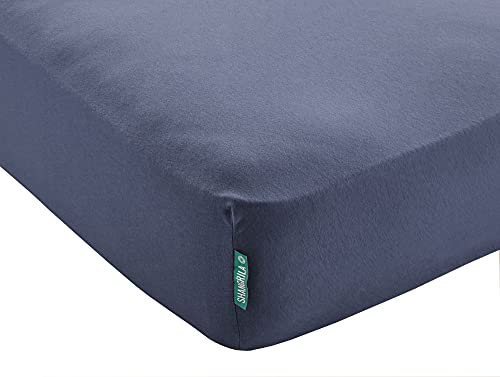 Spannbettlaken »Berlin« Bettlaken BxL+H 90x200+30 cm Dunkelblau Microsatin Hautfreundlich für Boxpringbetten Matratzen bis 30 cm Höhe, 202092