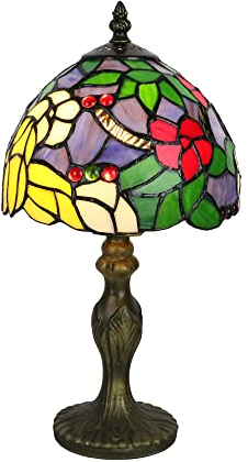 Tokira Tiffany Tischlampe, Schöne Blumen Tischlampe Kinderzimmer E14, 8 Zoll Glasmalerei Lampenschirm, Tischlampe Wohnzimmer Schlafzimmer Salon(Ohne Glühbirnen)