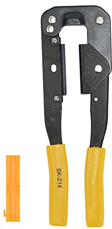 Flachbandkabel-Crimpwerkzeug, IDC-Crimpzange für Flachkabel aus Kohlenstoffstahl, Handdrahtklemmen-Schneidezange Matrizenhalter Werkzeug zum Anschließen mit Präzisionsklingen