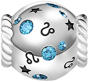 GNOCE 12 Sternzeichen Geburtstag Charms 925 Sterling Silber Charm Bead passend für Charm Armband & Halskette Geburtstagsgeschenke für Frauen Mädchen Freunde (Löwe)
