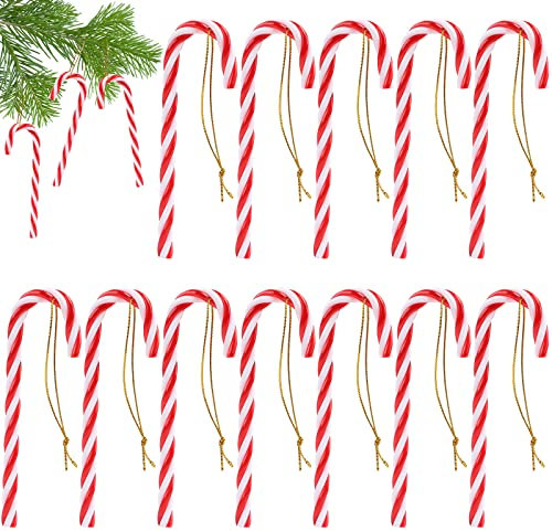 Zuckerstangen, 12 Stück Zuckerstangen Deko für den Weihnachtsbaum Zuckerstangen Süßigkeiten, Zuckerstangen Weihnachten Deko Weihnachtsbaum, Weihnachtsbaumschmuck, für Weihnachtsbaum Tannenbaum Deko