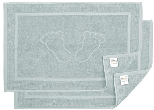 BANANALU 2 Stück Badvorleger Badematte Qualität 100% Baumwolle, Hell Grau (4303), 50x70cm, 700g/m2