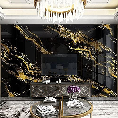 Benutzerdefinierte Fototapete Wohnkultur 3D Schwarz Gold Imitation Marmor Wasserdicht Modernes Wohnzimmer Schlafzimmer TV Hintergrund Fototapete-208cm(W) x146cm(H)