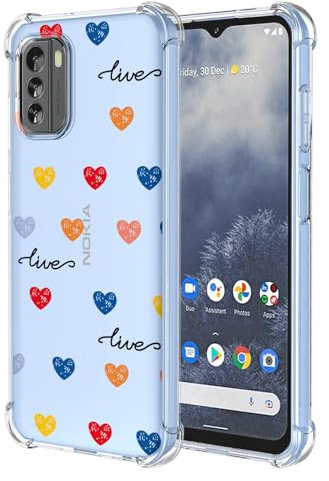 BORYA Cover per Nokia G42 5G, Transparent Morbida Silicone TPU Bumper Custodia, Ultra Sottile Antiurto Setoso Semplice Elegante Pattern Case, Cuori d'Amore