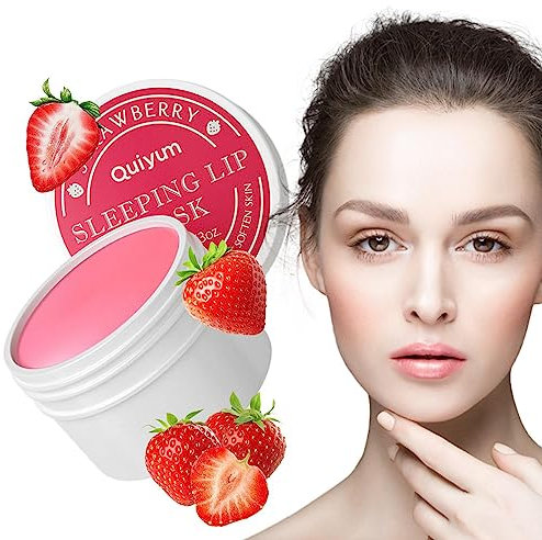 labios para dormir fresa - Mascarilla para el cuidado los labios fresa | Mascarilla para dormir para labios secos Suaviza la piel, alisa las líneas los labios, 15 g Fowybe