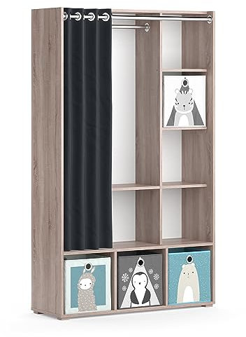 Vicco Kinderkleiderschrank Luigi, Sonoma, 105.8 x 178.1 cm Mit Faltboxen (grau)