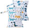 HBselect 2 Stück Nasstasche Wetbag Kindergarten wiederverwendbar Wet Dry Bag Windeltasche Nassbeutel Personalisiert for Baby Skizzierter Dinosaurier