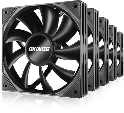 Okinos, 5 Pack, 120mm Case Fan, PC Fans, 43.06CFM, 1000RPM, 20.2dBA, High Airflow, Hurricane Series