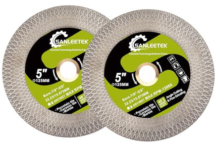 SANLEETEK Disque Diamant Carrelage 125mm 2pcs Lame pour Porcelaine Carreaux de Céramique Marbre Pierre Artificielle avec Bord en Maille X Double Face