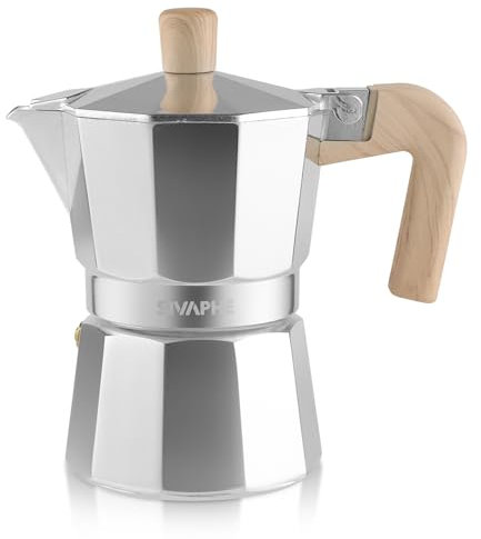 Sivaphe Espresso Kaffeemaschine 3Tassen/150ml Aluminium Moka Kanne,Coffee Maker Moka Pot für Herdplatte, Gas & Elektroherd geeignet, hitzebeständiger Griff,Silber