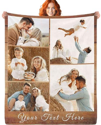 ERICAT personalisierte Decke Foto und Text,Decke personalisiert Baby Decke,kuscheldecke personalisiert,kuscheldecke mit Foto,selbst gestalten Geschenke für Mama, Papa, Paare, Freundin, Freund