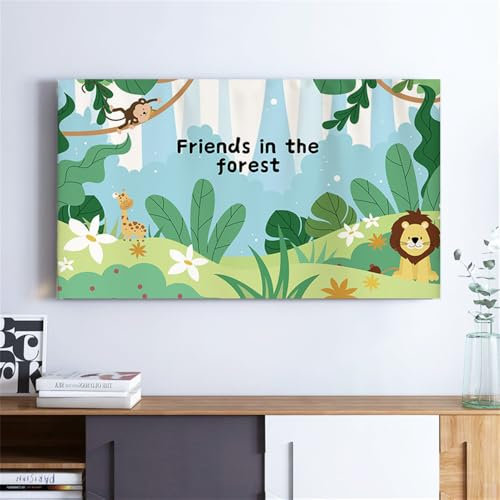 Hiseng Cubierta Antipolvo para TV, Cubierta Antipolvo Universal para Televisor Pantalla de Funda Impreso a Prueba de Polvo para 22 a 85 Pulgadas (47,Estampado de Bosque)