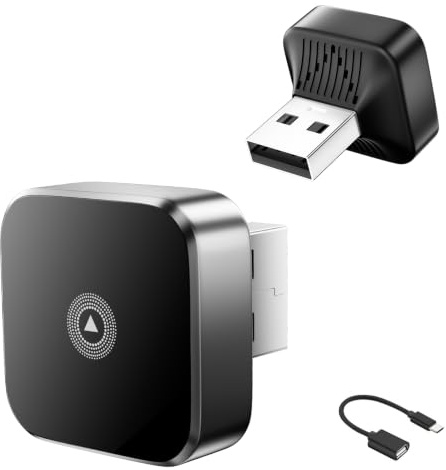 2026 Wireless Android Auto & Carplay Adapter UK 2 in 1, 5.0 Bluetooth with 2.4+5.0GHz WiFi, Android Auto Adapter Supports USB and Type-C, Plug and Play, Compatible with IOS10+, Android 10+, Acrylic