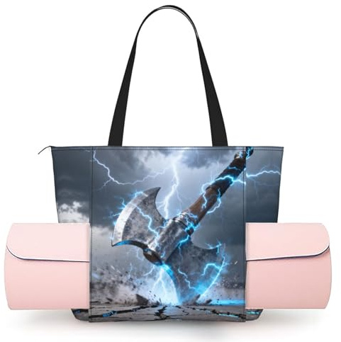 CNTDBU Axe Strike Women's Yoga Bag-Large Gym Tote with Yoga Mat Holder, Lightweight Shoulder Bag for Workout Travel Beach