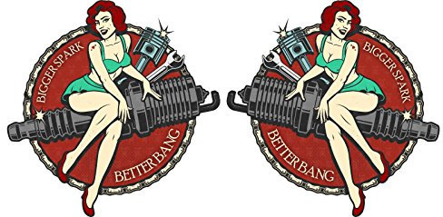 cut-it folientechnik & design MG306 / 2X Aufkleber je 7cm Spark Bang Big Hot Rod Tuning V8 USA Racing Old School Vintage Retro Style