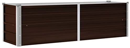 vidaXL Arriate de Acero Galvanizado Marrón Macetas Tiestos Casa Decoración Flores Floristería Jarrones Plantas Hierbas Jardinería 160x40x45 cm