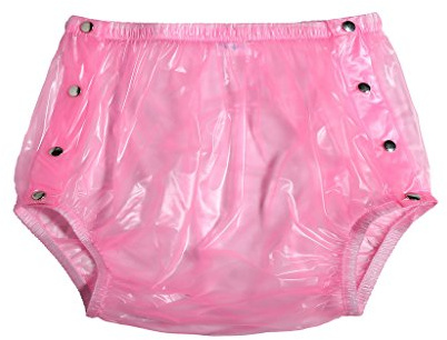 Haian Inkontinenzhose für Erwachsene, Kunststoff, mit Druckknöpfen, Größe XXXL, durchsichtiges Pink