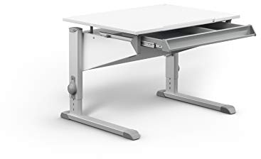 Moll Sprinter CP Kinderschreibtisch höhenverstellbar | mitwachsend, ergonomisch & neigbar für aufrechtes Sitzen | ideal für Schulkinder | Schreibtisch weiß optional mit Schublade | Made in Germany