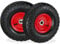 Relaxdays Sackkarrenrad 2er Set, 4.10 3.50-4, luftbereift, Stahlfelge, 136 kg, Schubkarrenrad, Ersatzrad, schwarz/rot