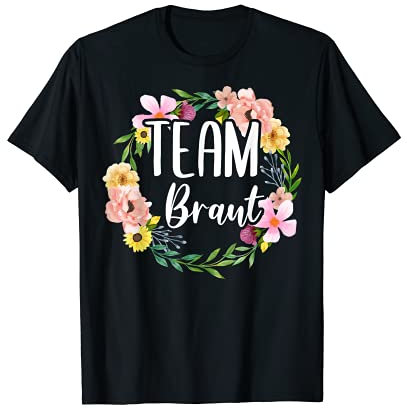 Damen Team Braut Bride to be Blumenkranz JGA Verlobung T-Shirt