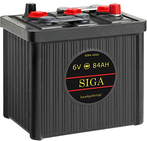 SIGA Oldtimer Batterie 6V 84Ah gefüllt geladen handgefertigt Oldtimer Batterie Autobatterie Starterbatterie