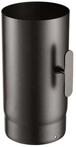La zappa Tubo in acciaio nero con valvola di ispezione per stufa a legna da 2 mm (Ø15 X h 30 cm)