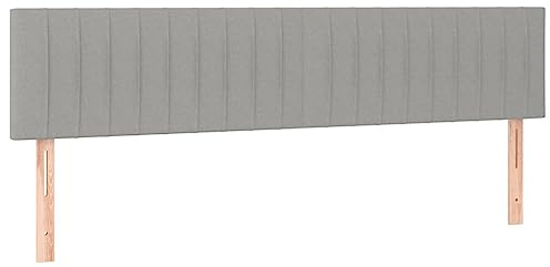 vidaXL Kopfteil 2 STK., Bettkopfteil mit Holzbeinen, Höhenverstellbar Polsterkopfteil für Bett, Betthaupt Bettzubehör Schlafzimmer, Hellgrau 100x5x78/88cm Stoff