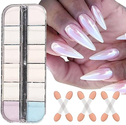 GZSYY Chrome Glitzerpuder Pearl Nagel Pulver 12 Couleurs Pearl Mirror Chrome Glitter Nail Powder Spiegel Pulver für Nägel