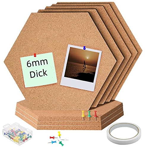 GIGIIS Pinnwand Kork Korkwand 8 Stück Korkplatten Selbstklebend Pinwand Korktafel Klein 20cm(Breite)*6mm(Dick) DIY Cork Board mit Stiften Bilder aufhängen Listen Notizen Terminkarten