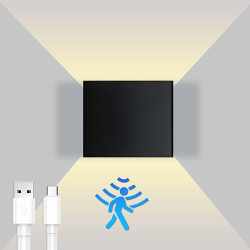 GoKlug LED Wandleuchte Akku Aussenleuchte Moderne Wandstrahler Kabellos mit Bewegungsmelder USB Ohne Strom Magnetisch Wandlampe Ohne Bohren Innen Mit Schalter Weiß Flur Schlafzimmer Lampe | 2000 mAh