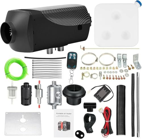Jacgood 5-8KW 12V Diesel Air Heater,5000-8000W Parking Heater Kit with LCD Temperature Monitor Remote Control And 10L Fuel Tank ,For RV Quick Heating,RV Truck, Bus, Car Trailer, Boat (Black)