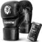 FIGHTR® MMA Sparring Handschuhe mit bestem Sitz für maximale Stabilität | mit extra Dicker Polsterung | für Sparring, MMA, Boxen, Kickboxen & Kampfsport 07 oz | inkl. Tragetasche (Schwarz, L)