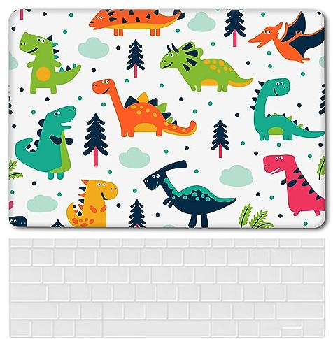 Laptop Hülle für Neues MacBook Pro 16 Zoll Modell A2485 A2780 M1/M2 Chip 2021/2023 Freisetzung mit Touch ID, Plastik Schützend Hartschale Case Cover & Tastaturschutz, Cartoon Dinosaurier