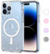 Yoedge Transparent Glitzer Magnetische Handyhülle [Kompatibel mit Mag Safe] für iPhone 15 Pro Max Hülle 6,7,Sparkle Schutzhülle Built in Magnet TPU Bumper Clear Cover für iPhone 15 Pro Max Clear Case