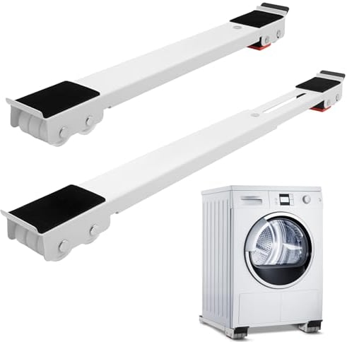 Base per Lavatrice con Ruote Freno,Carrello Lavatrice con Ruote, Ruote per Lavatrice,Sposta Lavatrice con Ruote,per Lavatrice, Asciugatrice, Frigorifero,Carico 700 kg, Lunghezza 45-72 cm (Bianco)
