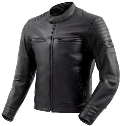 REBELHORN Hunter II Giacca da Moto Uomo | Pelle | Protezioni di Gomiti, Spalle e Schiena Livello 2 | 2 Canali di Ventilazione