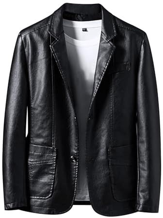Giacca Pelle Lunga Uomo, Vintage Elegante Cappotto in Ecopelle, Primaverile Nero Borchie Casuale Maniche Lunghe Giubbotto in Pelle, Invernale Marrone Aderente Impermeabile alla Moda Giubbino