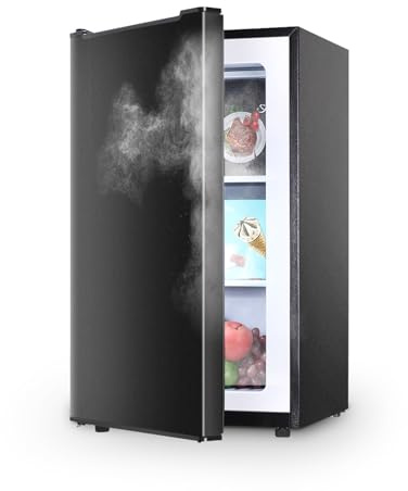 3.5 Cubic Feet Black Upright Freezer, Compact Mini Freezer with Stainless Steel Reversible Door, 3 Adjustable Thermostats (13°F to 25°F), Quiet Freezer for