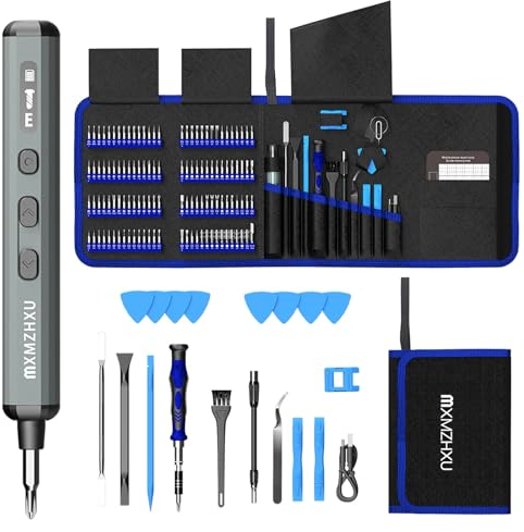 144 in 1 Cacciavite Elettrico,5 Impostazioni di Coppia 0.12-0.35 N·m, 120 Punte Magnetiche in Acciaio S2, 4 Led, Adatto per Riparare Iphone,Laptop, Occhiali,Orologi Ecc