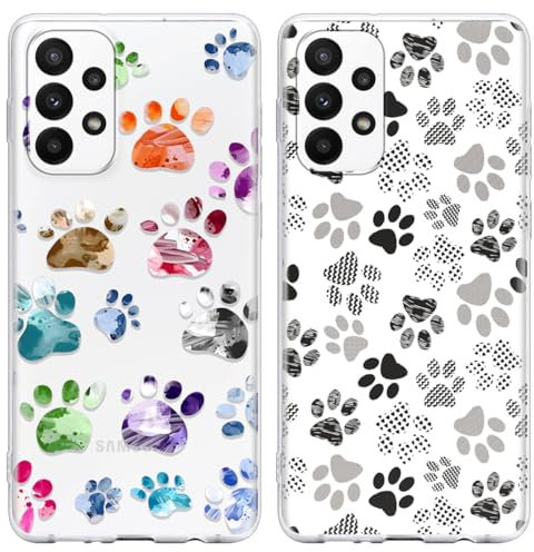 Yoedge 2 Pièces Coque pour Samsung Galaxy A23 5G 6,6, Ultra Fine Souple Transparente Silicone TPU Étui avec Mignon Motif Griffe de Chien, Antichoc Anti-Rayures Bumper Protection Housse Case