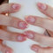 DMQ Oval Short Press On Nails, 24Pcs Ombre Glitter Almond Purple Pink Gradient, Full Cover Stick On With Glue for Women Girls French Nail Art