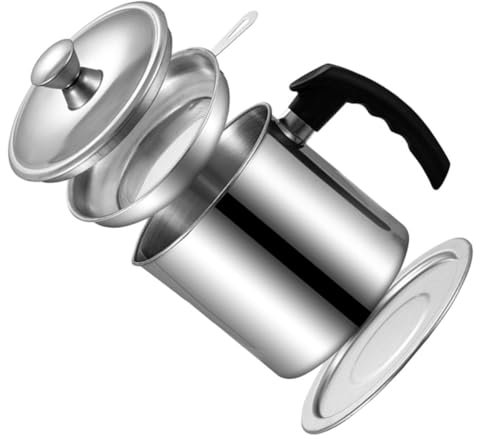 Cabilock Ölfilter Topf Ölfiltertopf Ölbehälter Fettsieb Speiseölbehälter Fettfilter Coconut Oil Frying Oil Ölkanne Oil Pot Speckfettbehälter Mit Ölsieb Aus Rostfreier Stahl