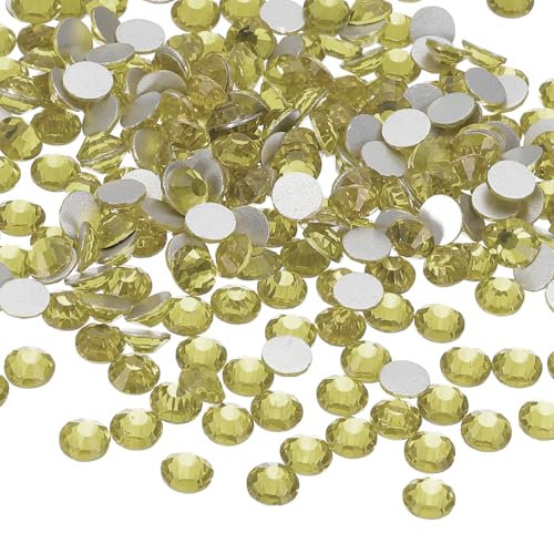 PATIKIL 1600Pcs SS16 Round Flatback Crystal 3.8-4.0-mm Glass Rhinestones Gems Diamonds for DIY Crafts Clothes Shoes Nail Art Decoration, Light Yellow