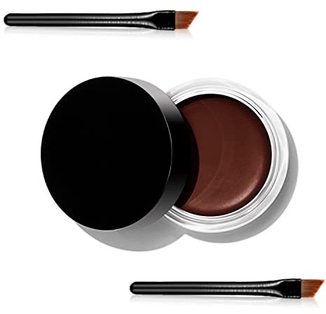 Erinde Brown Gel Eyeliner, Waterproof Long Lasting Cream Eyeliner Gel Pot, High-Intensity Pigments Smudge-Proof Eye Liner Makeup, Water-Resistant Eyeliner with 2PCS Brushes #03
