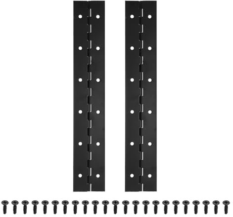 PATIKIL 12x2 Inch Piano Hinge, 2 Pack 304 Stainless Steel Continuous Hinge with Holes for Piano Gate Door Wooden Storage Box Cabinet Boat, Black