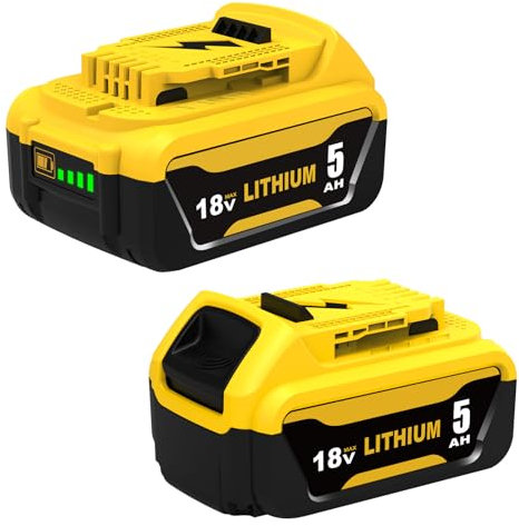 2X 18V 5.0Ah Sostituzione per Dewalt batteria 18V per Dewalt batteria DCB200 DCB201 DCB204 DCB101 DCB112 DCB115 DCB184 DCB180 DCB181 DCB182 con indicatore LED