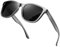 KANASTAL Polarisierte Sonnenbrille Herren Damen Klassische Retro Rechteck Sonnenbrille UV400 Schutz für Reise Wandern und Alltag, Durchscheinend Grau Rahmen Grau Gläser
