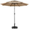 Yaheetech Parasol de Jardin Extérieur 324 cm 3 Niveaux 8 Baleines avec Pied de Parasol à Roulettes 25 KG pour Terrasse Jardin Patio Plage Piscine Kaki