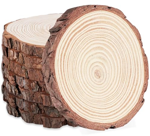 Homewit Holzscheiben 25-28 cm Durchmesser, 32 Stück Unbehandelte Baumscheiben aus Massivholz, Holzscheibe Groß 1.5 cm Stärke, Runde Scheiben für Kreativprojekte, Basteln & Natürliche Deko